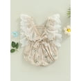 thumbnail image 4 of Baby Girls Summer Casual Romper Toddler Lace Flying Sleeve One-piece Floral Playsuit, 4 of 8