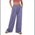 thumbnail image 1 of Pantalones de Traje Anchos para Mujer, Holgados, de Cintura Alta Elástica, Informales, Largos, Color Orquídea, Talla S, 1 of 7