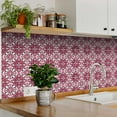 thumbnail image 2 of Mi Alma Removable Vinyl Floral Pink White Backsplash Tile Stickers, 24pcs, 2 of 10