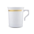thumbnail image 2 of Smarty 8 oz. White with Gold Edge Rim Round Plastic Coffee Mugs 120ct, 2 of 2