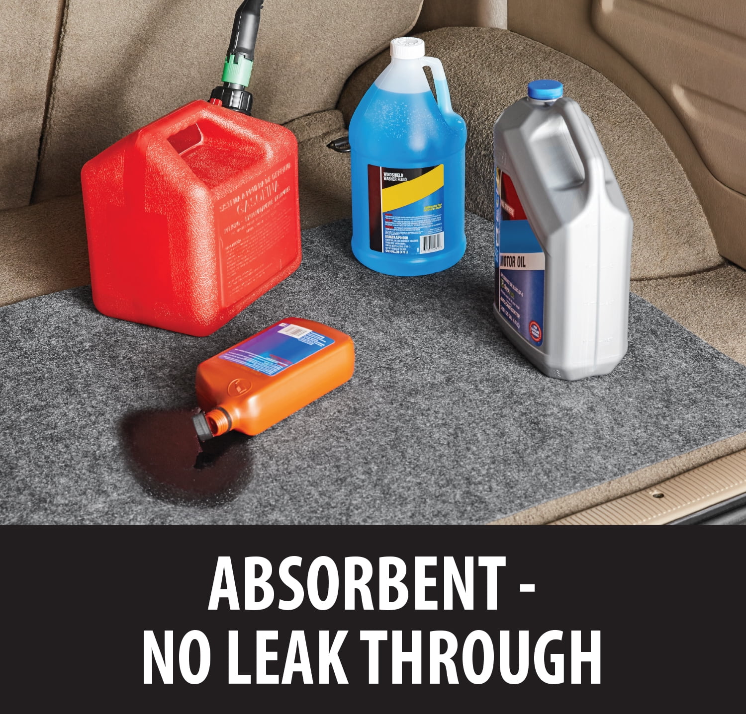 Hyper Tough Oil Spill Mat, Absorbent Material Traps Spills, Floor Mat- Black