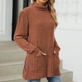 thumbnail image 2 of hotojiny Women Mock Neck Sweaters Long Sleeve Oversized Casual Tunic Tops Side Slit Ribbed Knit Loose Pullover Sweater, 2 of 4