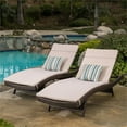 thumbnail image 4 of Noble House Chaise Longue en Osier Réglable avec Coussin Texturé Beige (Ensemble de 2), 4 of 14