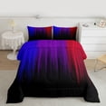 thumbnail image 2 of jejeloiu Geometric Stripes Pattern Twin Comforter Sets,Purple Red Black Bedding Set For Men Women Reversible 2pcs, 2 of 8
