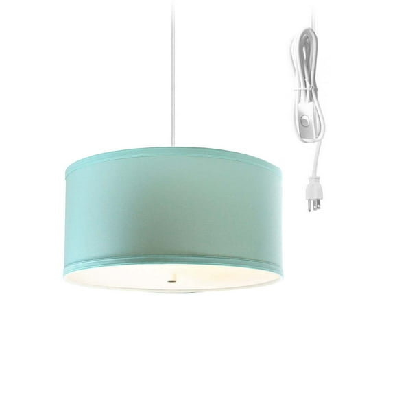 2 Light Swag Plug-In Pendant 14"w Island Paradise Blue with Diffuser, White Cord
