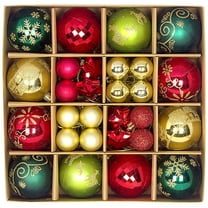 44Pcs Christmas Ball Ornaments Decor, Red and White Shatterproof Christmas Tree Hanging Ball Ornaments for Indoor/Outdoor Xmas Decoration