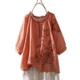 thumbnail image 6 of Bixock Maternity's Tops 3/4 Sleeve Crew Neck Plus Size Loose Casual Maternity Shirt Pregnancy Blouse Summer Maternity Clothes, 6 of 7