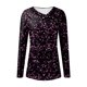 thumbnail image 2 of Gibobby Blusa Mujer Camisa de manga larga interior retro simple estampada con cuello en V superior para mujer（Morado， M), 2 of 4