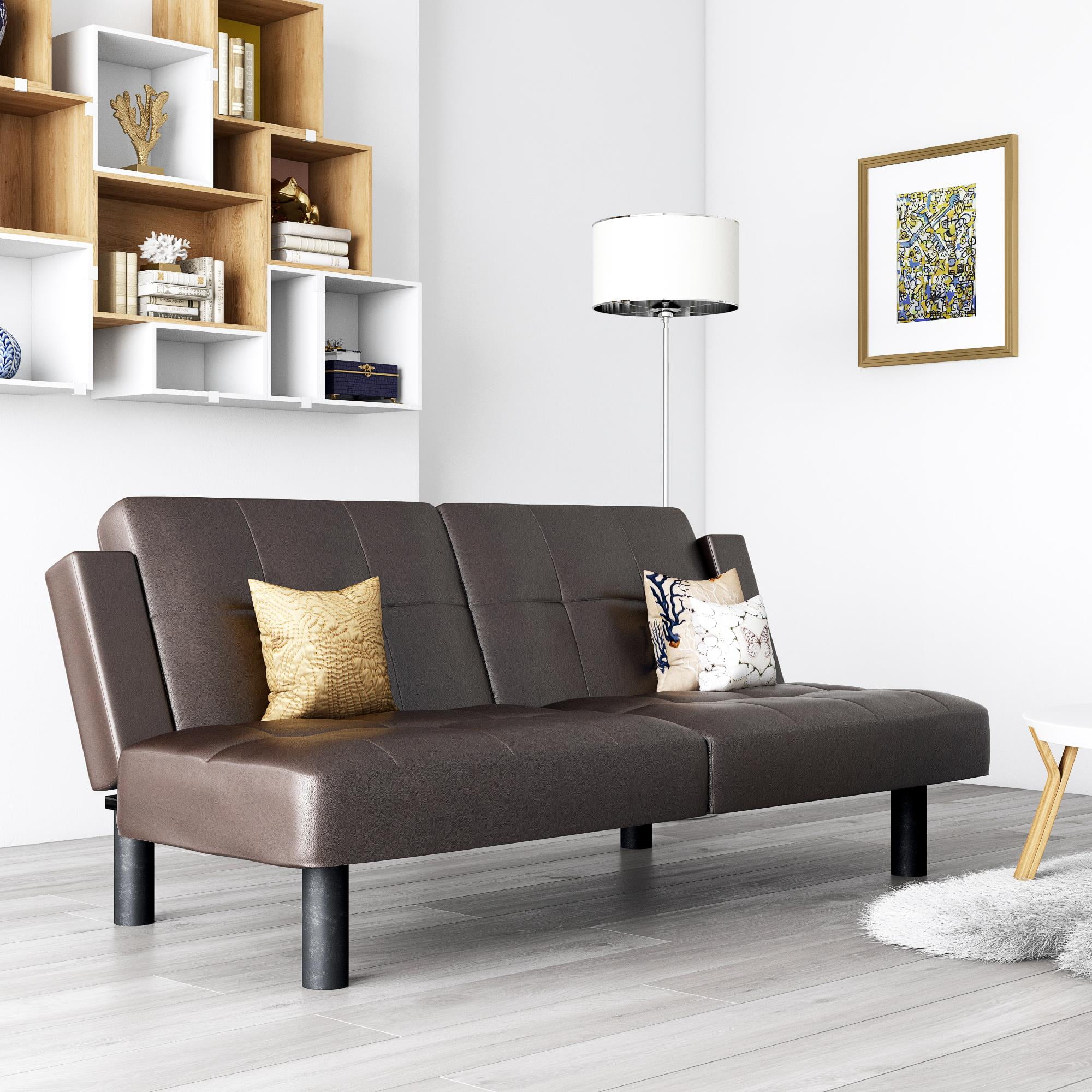 Mainstays Connectrix Faux Leather Futon With Cupholders