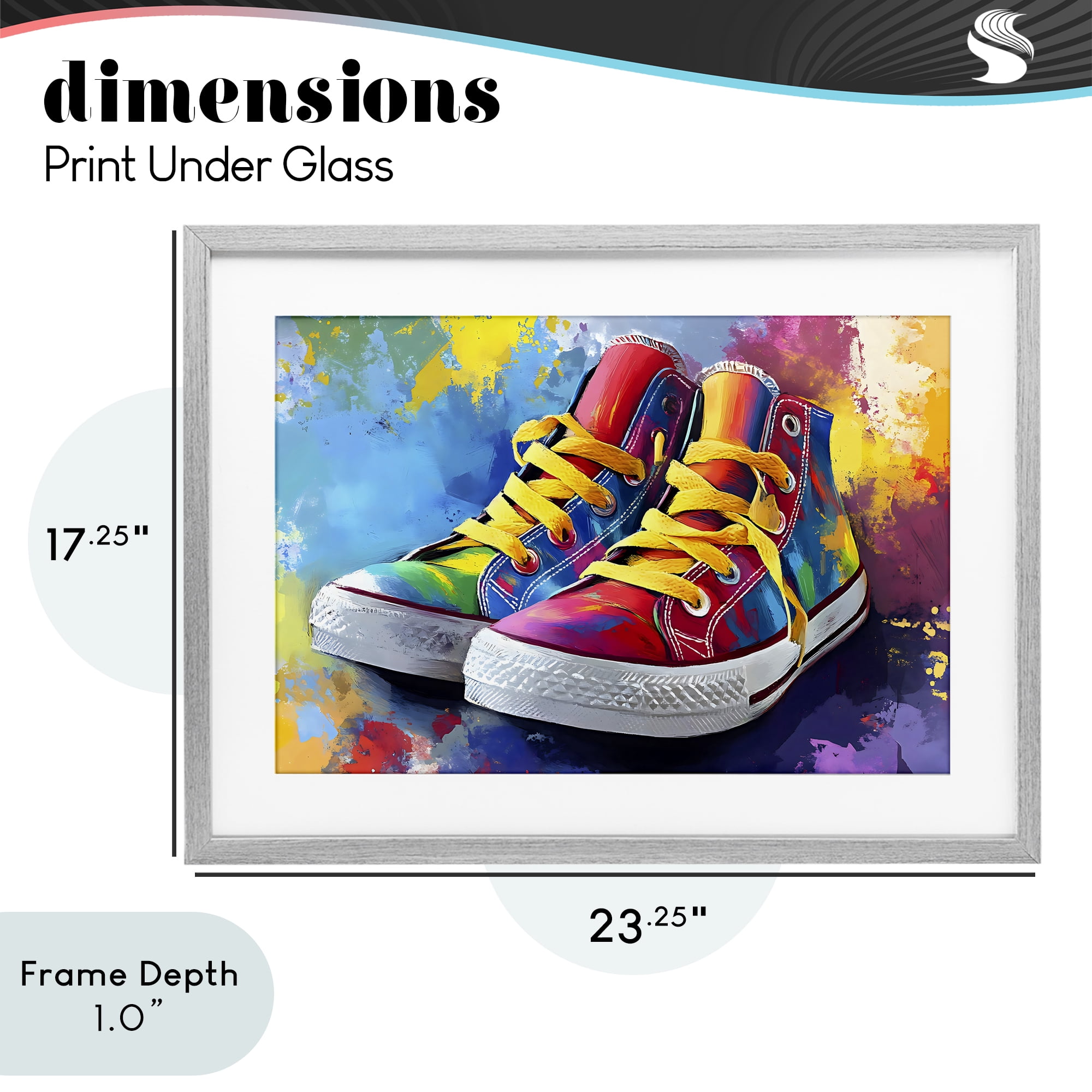 Stupell Industries High Tops with Yellow Laces Gray Framed Print Under Glass, design by Creative Studio