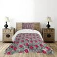 thumbnail image 4 of Ambesonne Teen Room Quilted Bedspread Set 2 Pcs, Geometric, Twin Size, Magenta Black and White, 4 of 5