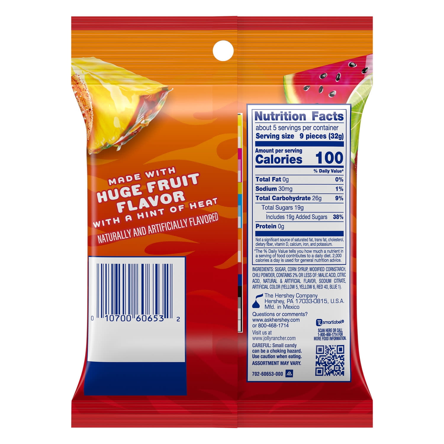 JOLLY RANCHER Heat Wave Gummies Spicy ‘n Sweet Assorted Fruit Flavored Candy Bag, 6 oz