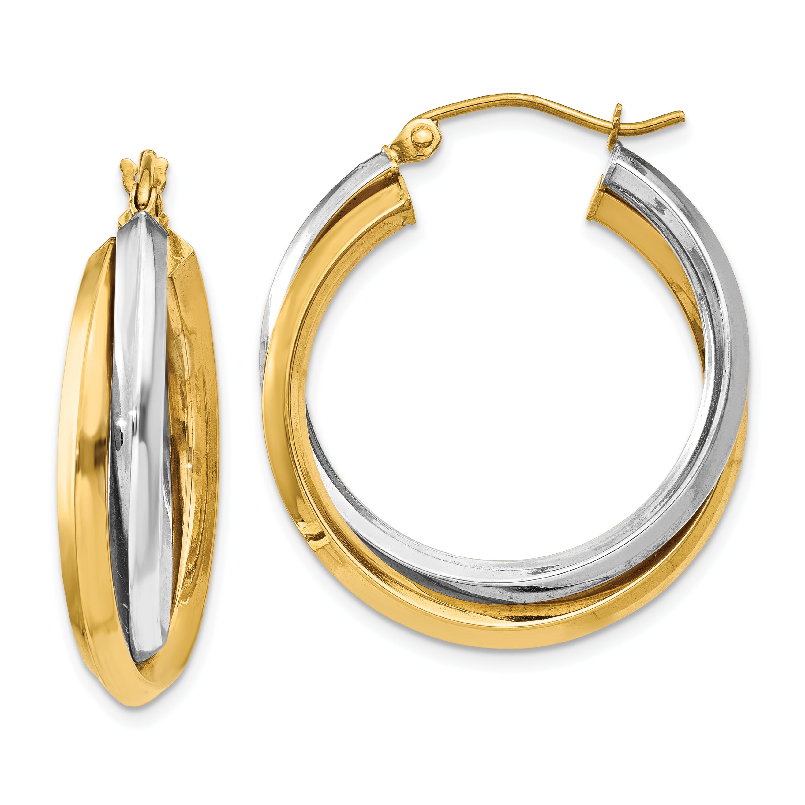 Primal Gold - Primal Gold 14 Karat Two-tone Polished Double Hoop ...