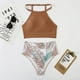 thumbnail image 1 of Bikini de cintura alta con abertura para mujer sexy traje de baño estampado multicolor traje de baño, 1 of 5