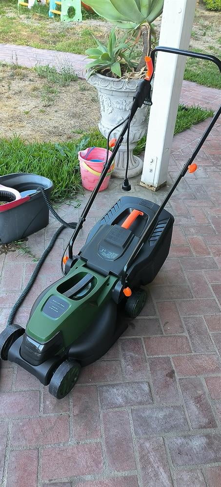 GVN 12-AMP 13.5 Inch Adjustable Electric Corded Lawn Mower with Collection Box-Red, Electric Lawn Mowers for Garden, Yard and Farm
