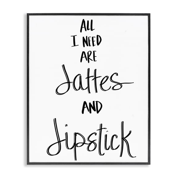 Stupell Industries Art Deco Need Lattes & Lipstick Black Framed Giclee Art, 11 x 14, by SD Graphics Studio