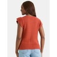 thumbnail image 3 of Time and Tru Women's Flutter Sleeve Sweater, Lightweight, Sizes XS-XXXL, 3 of 5