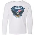 thumbnail image 3 of Inktastic America with Eagle Shield and Banner Long Sleeve Youth T-Shirt, 3 of 5