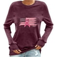 thumbnail image 3 of Nfurl Breast Cancer Awareness Shirts for Women Pink Ribbon Graphic Tees Flag Printed Long Sleeve Crewneck T Shirts Fall Tunic Tops Wine M, 3 of 5