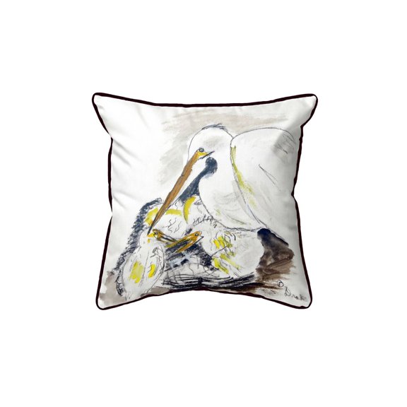 Betsy Drake HJ718 18 x 18 in. Egret & Chicks Large Indoor & Outdoor Pillow