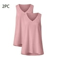 thumbnail image 3 of fatyb Tank Tops Summer for Women Sleeveless V Neck Loose Shirts Plain Womens Casual Blouses Pack of 2, 3 of 5