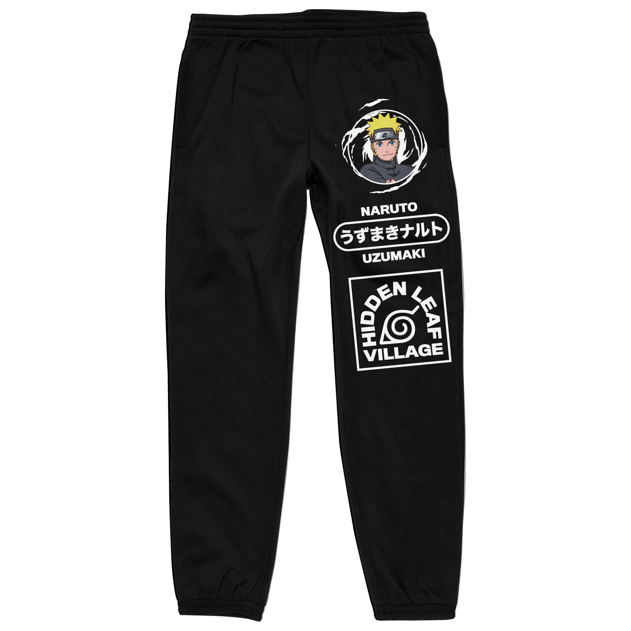 Naruto Shippuden Akatsuki Kanji Men's Black Graphic Jogger Pants