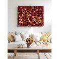 thumbnail image 5 of Merry Christmas Canvas Print Wall Art Vintage Gold Xmas Tree Snowflakes Red Plaid Pictures Painting Morden Artwork for Living Room Bedroom, Ready to Hang - 12"x16", 5 of 6