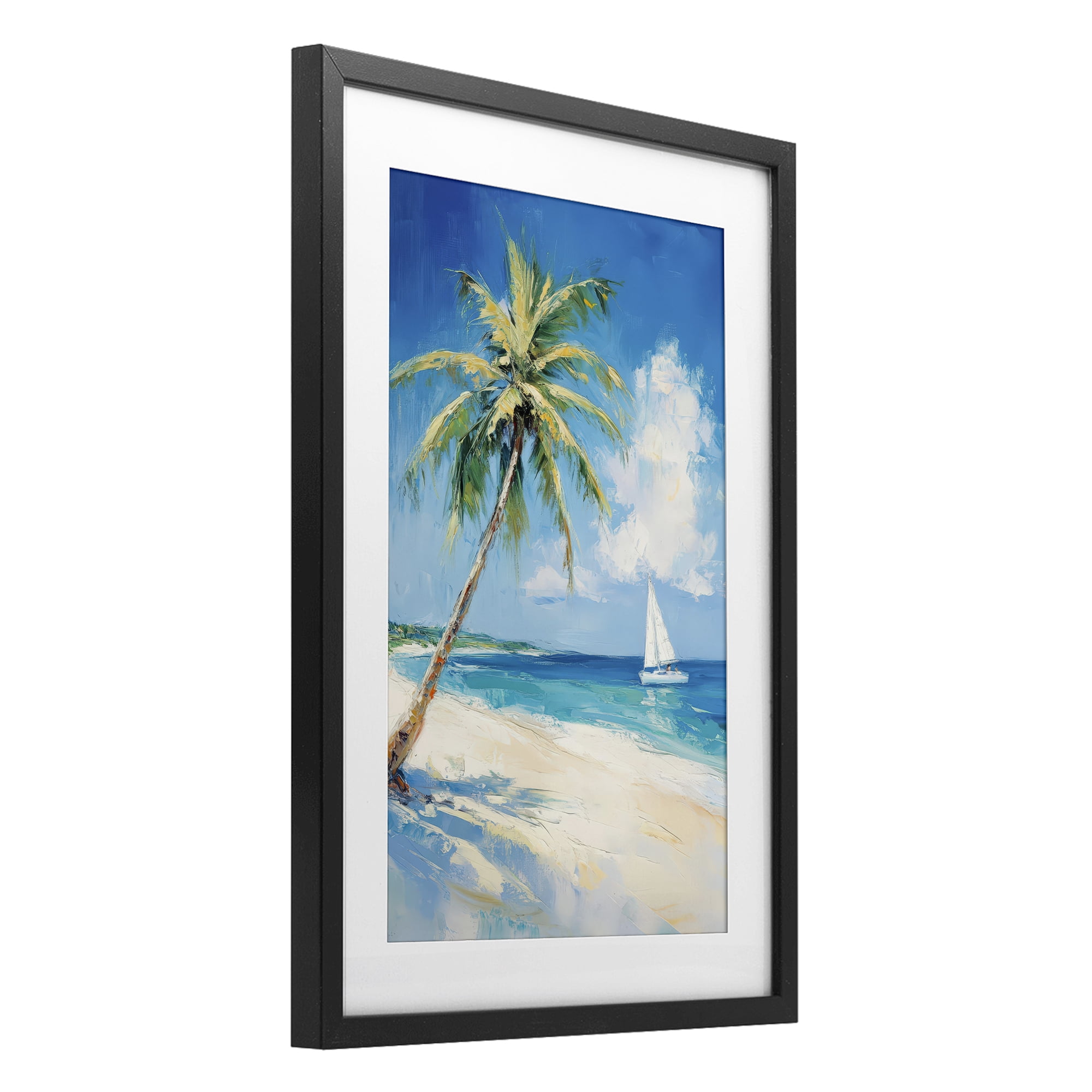 Stupell Industries White Clouds & Sails Black Framed Print Under Glass, design by Petal Prints Design