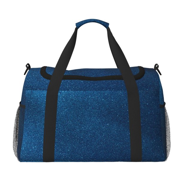 Fotbe Deep Blue Glitter Bolsa de Viaje con Estampado, Bolsa de Fin de Semana para Mujer con Compartimento para Zapatos, Bolsa de Gimnasio con Bolsillo Húmedo