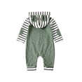 thumbnail image 2 of Cenuakty Baby Cartoon Rompers, Dots Stripe Hooded Long Sleeves Jumpsuits with Buttons for Toddler Girls, Boys, Green, 2 of 7