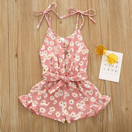 

Girls Clothes Toddler Baby Girls Sleeveless Floral Printed Suspender Romper Jumpsuit 120