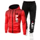 thumbnail image 3 of Chándal de dos piezas para hombre, chándal de manga larga con cremallera y estampado, Abrigo con capucha y pantalones largos de chándal, ropa deportiva para exteriores, Otoño e Invierno, 3 of 5