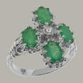 thumbnail image 2 of LBG British Made 10k White Gold Natural Diamond & Emerald Womens Promise Ring - 33 size options - Size 6, 2 of 6