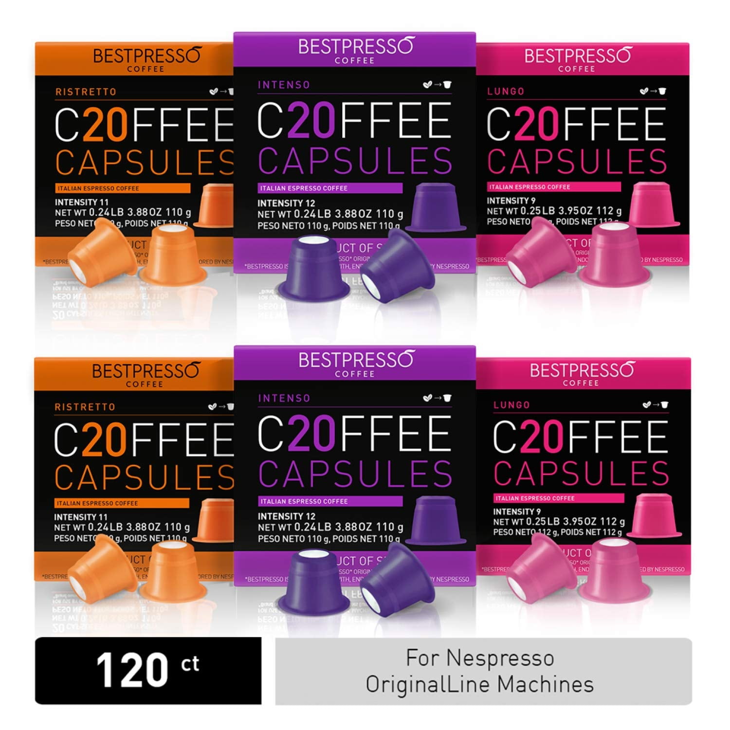 Bestpresso Coffee for Nespresso Original Machine 120 pods Certified