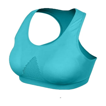 Mrat Sports Bras for Women Racerback Tank Tops with Padded Seamless High Support for Yoga Gym Workout Bra S-1 Blue M