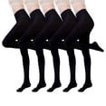 thumbnail image 2 of oelaio 5 Pairs Women's Opaque Control Top Tights Solid Color Buttery Soft Tights High Waisted Footed Pantyhose Black M, 2 of 3