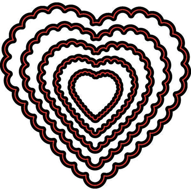 Die Cut Emboss Stencil Nesting Scallop Heart 5Pc By Darice Walmart