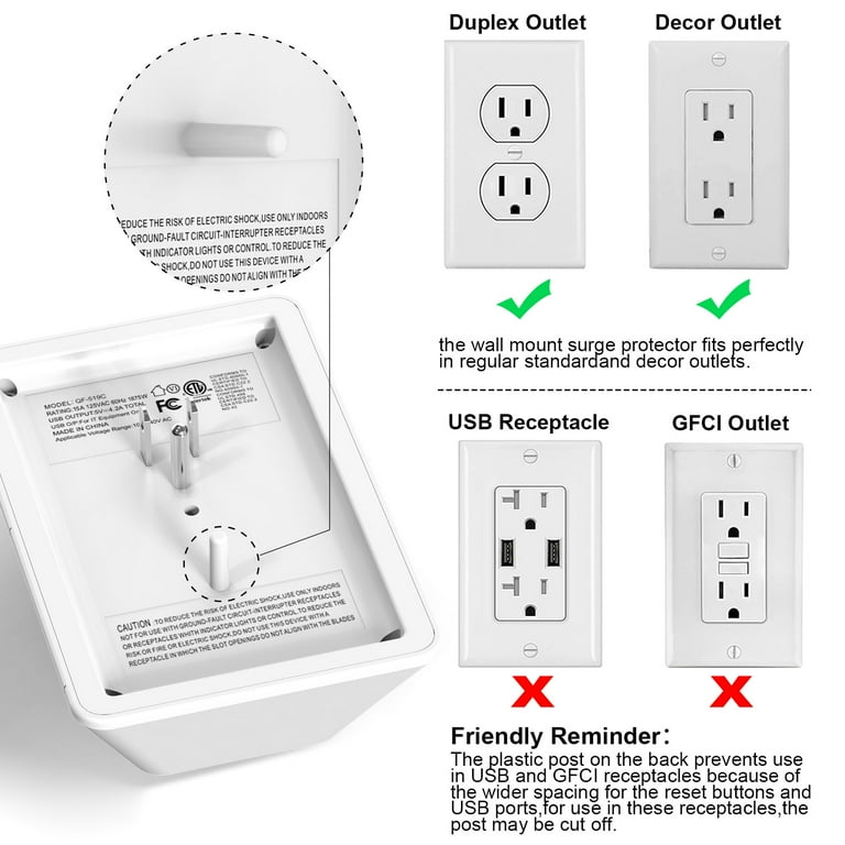 ONDOG Multi Plug Surge Protector with 6 Outlets & 3 USB photo 3