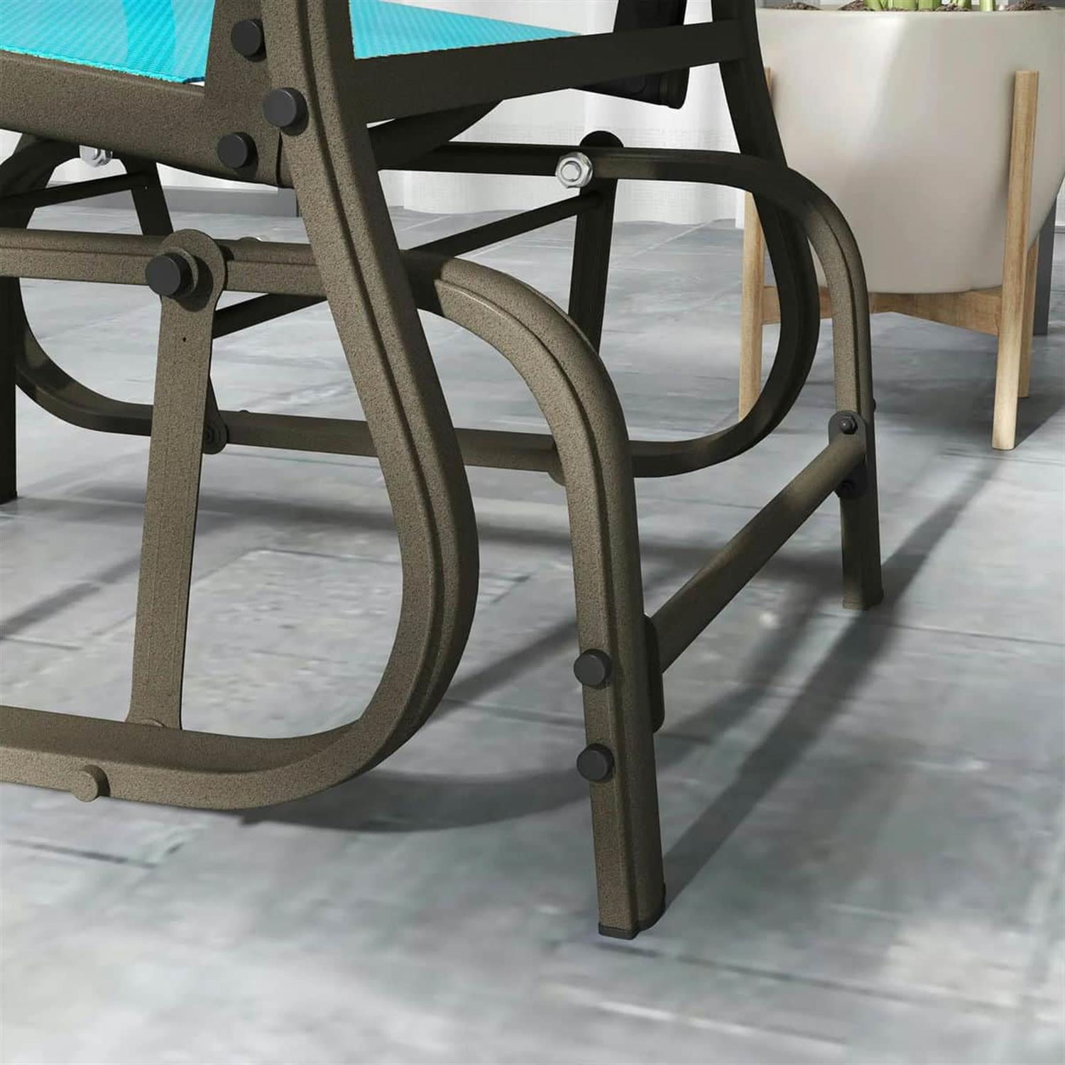 Demi Bonn 38" Outdoor Swing Chair with Mesh Seat, Steel Frame, Patio Glider for Backyard, Garden, Porch, Comfortable Relaxation, Blue