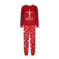 thumbnail image 4 of Yuaguia Red Matching Family Christmas Pajamas Sets, Holiday Tree Graphic Lettering Tops, Buffalo Plaid Raglan Long Sleeves, Snow Dot Pants Sleepwear for Women, Men, Kids, Baby, 4 of 6