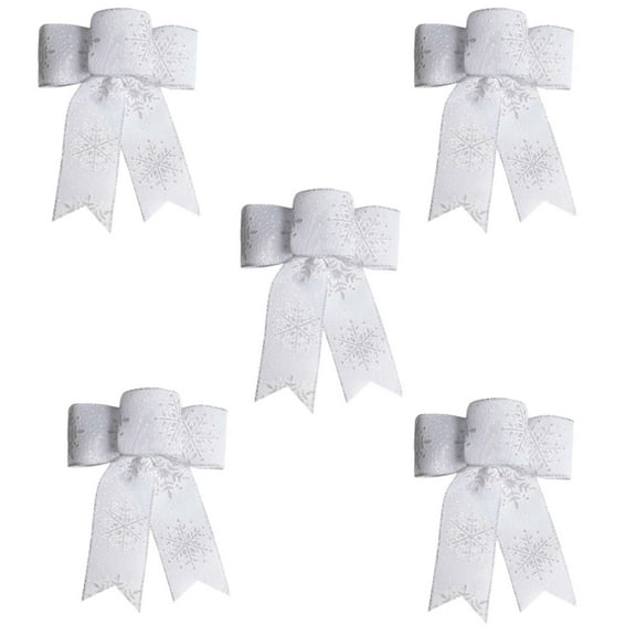 Mouliraty Christmas Bow, Snowflake Bow Color Christmas Bow Window Ornament Bow, for Wreath Garland Tree Decor, Indoor Outdoor Holiday Decorations, White