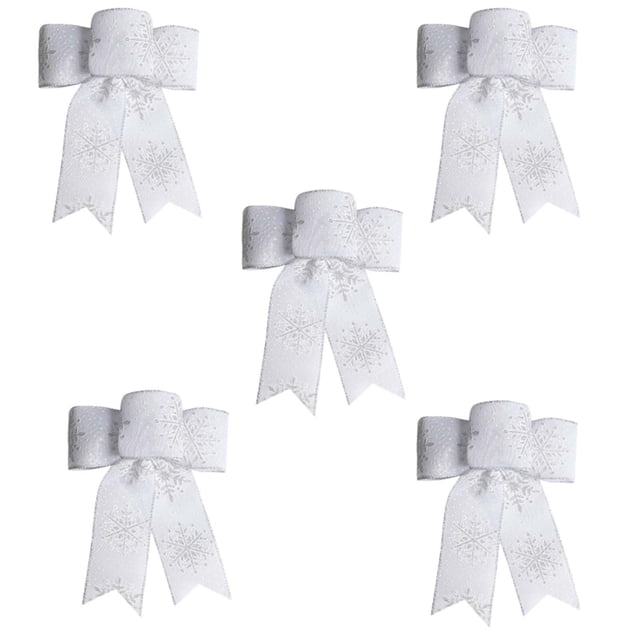 Lazo de regalo con forma de copo de nieve navideño | Adorno decorativo para ventana | Accesorio festivo para envolver regalos | Juego de 5 para decoración del hogar y fiestas
