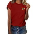 thumbnail image 1 of Wzzjkit T-Shirt Femme Col Rond Imprimé en Forme de Cœur Manches Courtes Décontracté Ample, 1 of 5