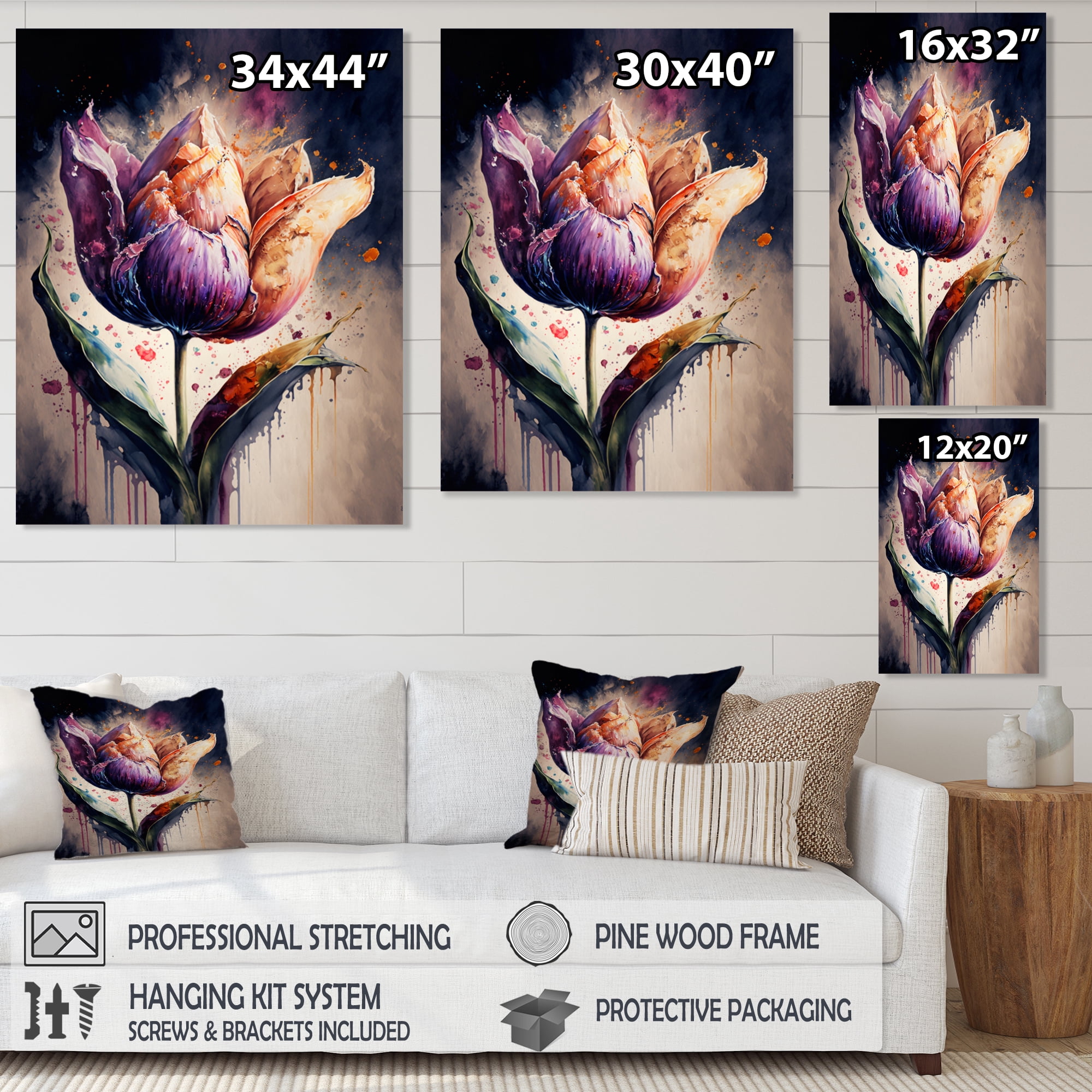 Designart Colorful Tulip II Canvas Wall Art