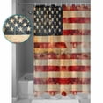 thumbnail image 3 of 72x78 Inch Shower Curtain Retro American Flag Bathroom Decor Waterproof Fabric Bathtub Bath Curtains Decorative Vintage Red Strip Star US Flag Extra Long Shower Curtain Set with Hooks, 3 of 6