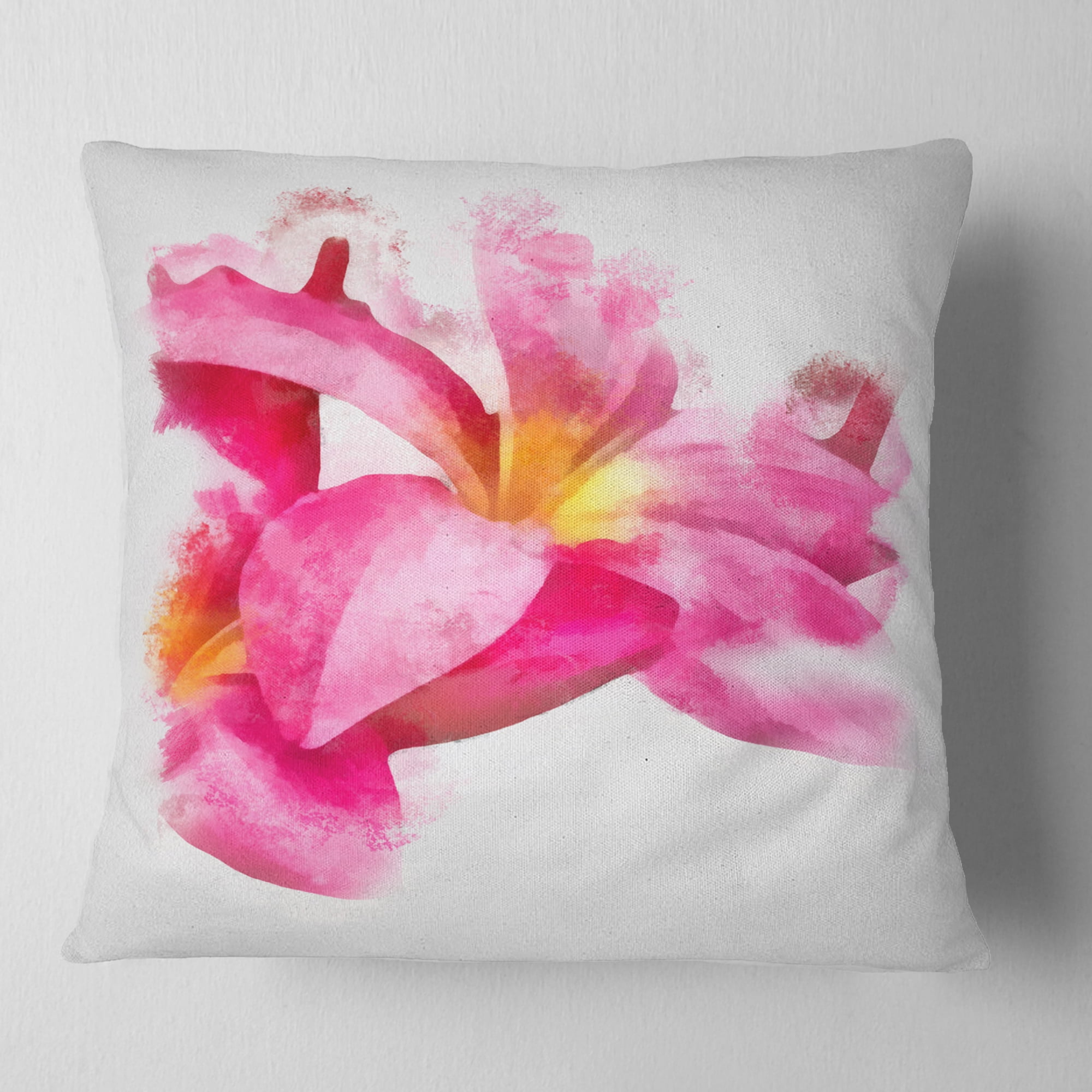 Designart Beautiful Flowers with Big Pink Petals - Floral Throw Pillow - 18x18