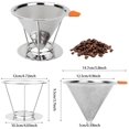thumbnail image 2 of Pour Over Coffee Dripper, Stainless Steel Reusable Coffee Filter Slow Drip Paperless Coffee Strainer 1-4 Cup Metal Cone Coffee Maker Holder with Removable Cup Stand, Spoon, Brush (Silver), 2 of 7