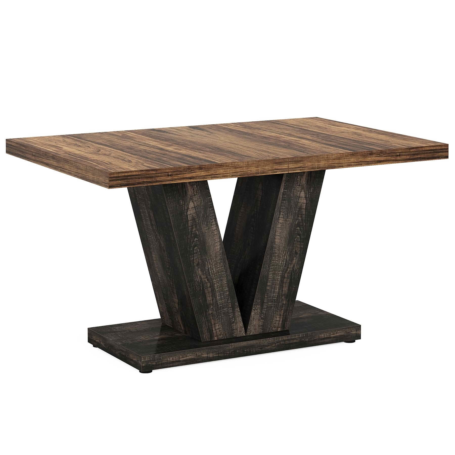 MAYEERTY 47 Inch Farmhouse Black Brown Dining Table, Heavy Duty Pedestal Kitchen Table Seats 4-6 for Home Café