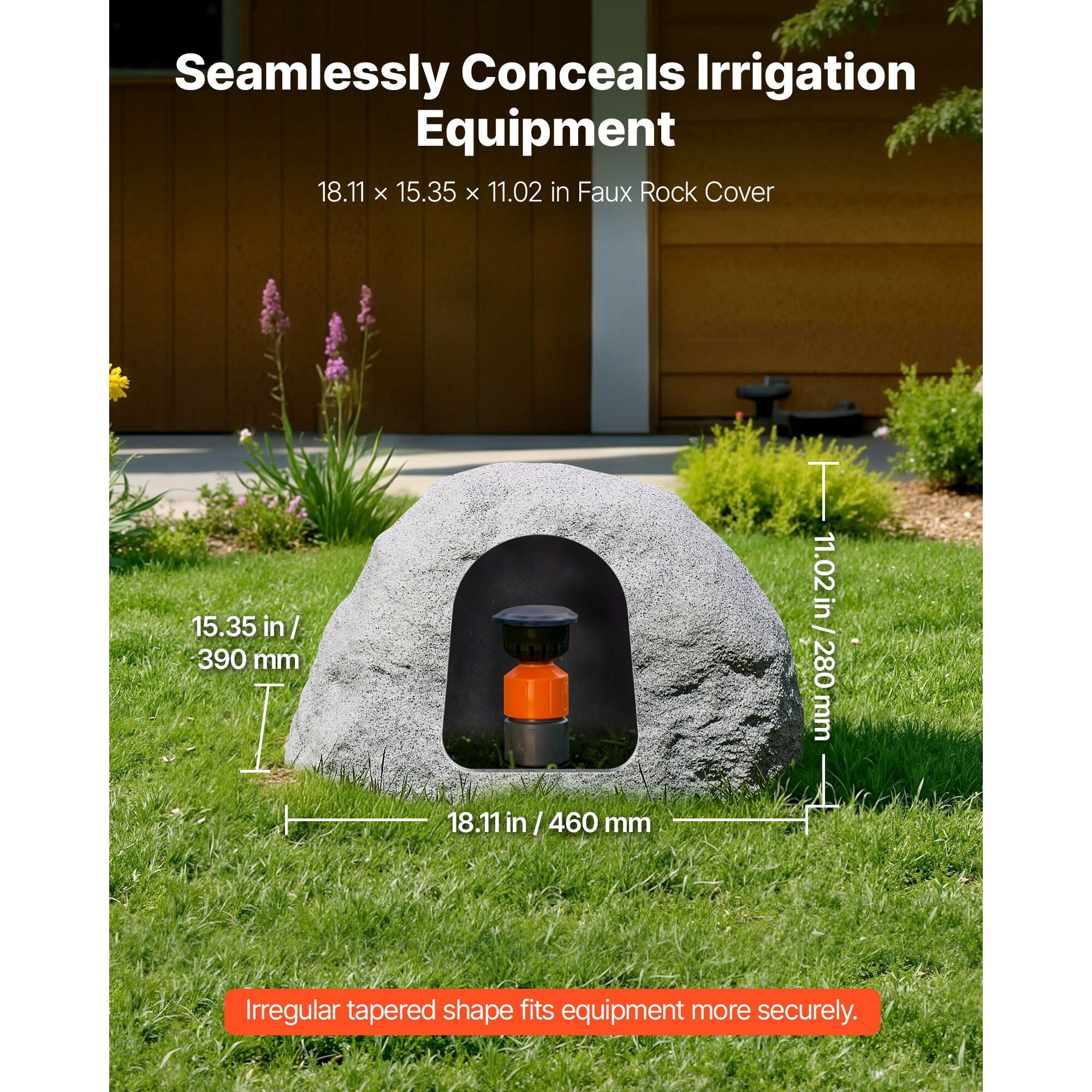 Artificial Fake Rock Cover 18.11" x 15.35" x 11.02", HDPE Material, Metal Stakes Included, for Well Pump Electrical Box Concealment