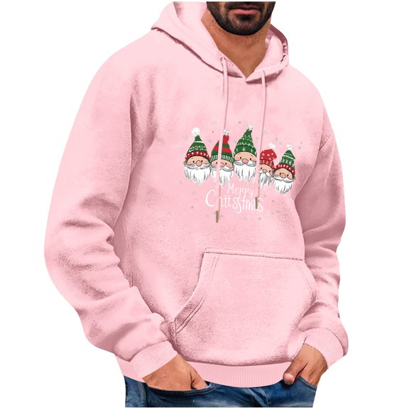 qucoqpe Christmas Hoodie Sweatshirts for Men Christmas Graphic Long Sleeve Pullover Casual Holiday Tops